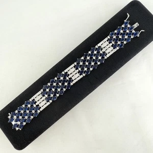 Simulated Sapphire & Clear Crystal Bracelet Silver Tone Camilla Seretti - Picture 1 of 10
