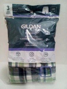 Neu Gildan Herren Large (36-38) Etikett frei klassisch gewebt Boxershorts 3er Pack kariert  - Bild 1 von 4