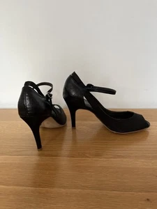 Bullboxer Italian Handcrafted Black Peep Toe Shoes/Sandals Size 5. VGC - Imagen 1 de 22