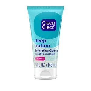 Clean & Clear Deep Action Exfoliating Facial Scrub Oil-Free Non-Comedogenic 5 Oz - Picture 1 of 3