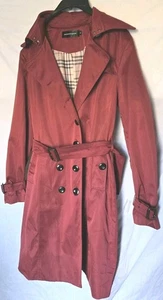 Meimanyan Red/ Burgundy Double Breasted Trench Coat XL Sandringham Nova Check... - Picture 1 of 10