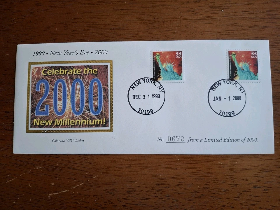 Colorano Silk Oversize (#10) FDC 1999-2000 33c New Years Eve 2000 Sc #3189f - Image 1 of 1