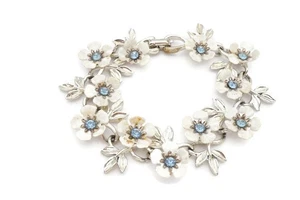 Vintage Coro Armband silberfarben blau Strass Blume 7" - Bild 1 von 11