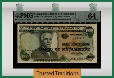 TT PK 119 1972 (ND 1976) MOZAMBIQUE 1000 ESCUDOS PMG 64 CHOICE UNCIRCULATED - Image 1 of 2