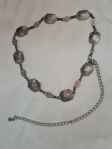 Vtg Silver Tone Chain Link Belt Western Bohemian Gypsy Hippie 28 Inch-42 Inch - Picture 1 of 9
