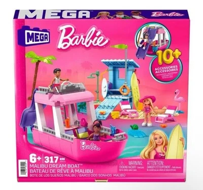 MEGA Barbie Dream Boat, brinquedo de construção para meninos e meninas 6 anos, inclui 317  - Imagem 1 de 3