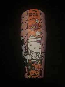 NUOVO Set di 4 Bicchieri Halloween Hello Kitty Melamina Scheletro e Web - Foto 1 di 4