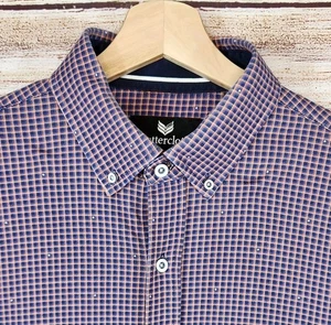 Camicia uomo BUTTERCLOTH cotone manica lunga grande con bottoni vestibilità regolare blu rosa - Foto 1 di 9
