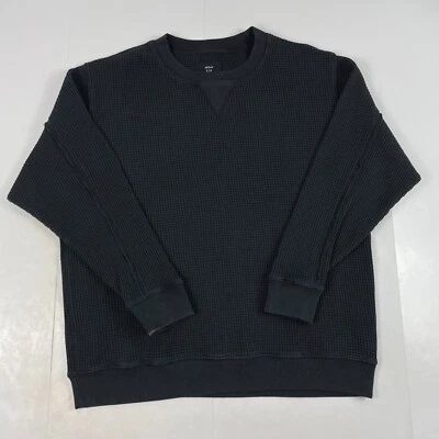 Aerie Sweater Womens Small Black Thermal Waffle Knit Long Sleeve Pullover Hiking - Image 1 of 4
