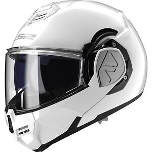 LS2 Motorcycle Helmet Size L Advant Solid FF906 Flip Helmet with Visor White