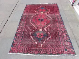 Vintage Worn Hand Made Traditional Oriental Wool Red Rug 205x132cm - Picture 1 of 24