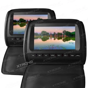 XTRONS 2x 9" Car Headrest Pillow DVD Player Games Digital Screen Monitor Cover - Picture 1 of 4