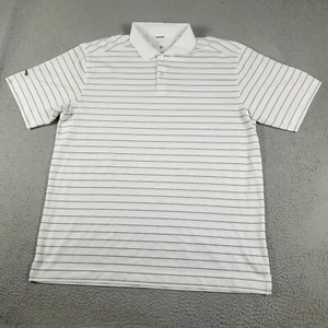 Callaway Polo Shirt Mens 2XL White Gray Striped Opti Fit Casual Short Sleeve * - Picture 1 of 8