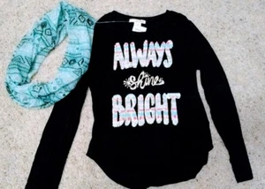 Girls Self Esteem top & scarf Always Shine Bright, Sz L, Soft! Super Cute!! NEW! - Picture 1 of 4