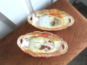 2 VTG CARNIVAL GLASS BANANA SPLIT/CANDY/RELISH DISHES - Picture 1 of 5
