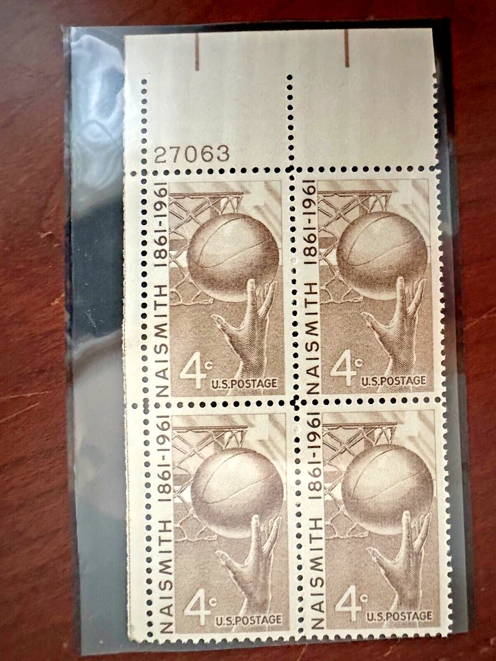 Scott #1189 Naismith Basketball Late Block of 4  MNH    I will combine shipping! - Image 1 of 1