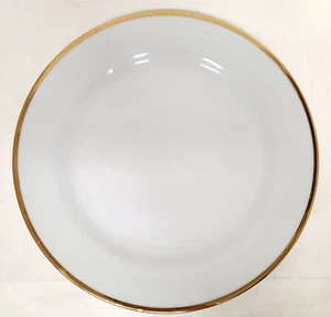 White Porcelain Serving Plate Trisa Gold Trim Milk Glass Home 10.5" Kitchenware - Picture 1 of 4