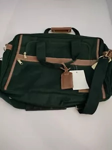 Vintage Green and Brown Medium Overnight Trip Duffle Canvas Bag / Laptop - Picture 1 of 5