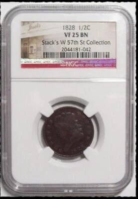 1828 CLASSIC HEAD HALF CENT Stack Street Collection NGC VF-25 BN  #10D28 - Image 1 of 4