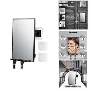 Shower Mirror for Shaving Fogless w/Razor Holders 360°Rotation Adjustable Mirror - Picture 1 of 9