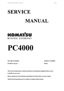 Komatsu PC4000- Workshop Manuale - Manuale Riparazione A Carta - Picture 1 of 2