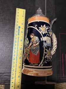 Vintage German Lidded Beer Stein Pewter Lid 300ml? Bei Spiel Und Sang - Picture 1 of 5