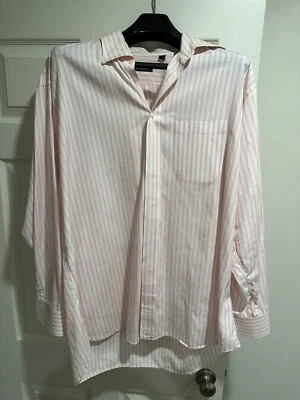 Camisa de vestir Burberry London rosa blanco a rayas manga larga talla 17,5 44 para hombre *Leer Foto 1 de 4