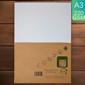 A3 White Card 220gsm Recycled White Card Stock Print Copy British Recycled - Picture 1 of 7