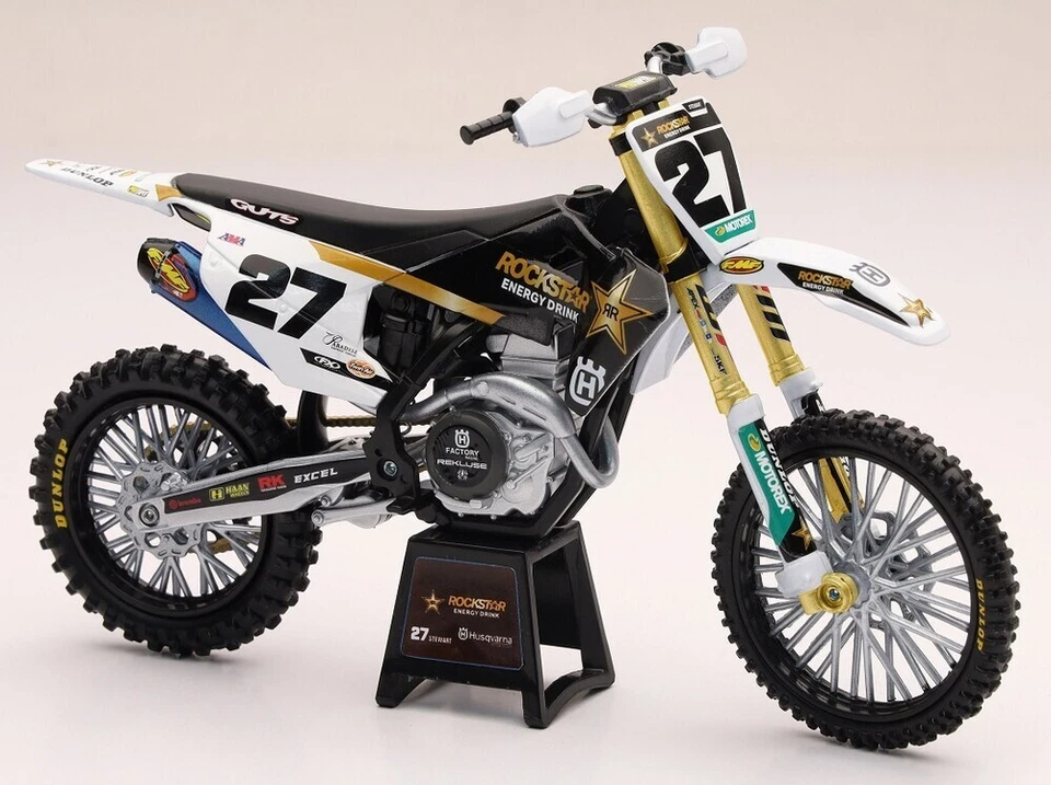 Newray Toys 58403 1 12 Scale Rockstar fits Husqvarna Factory Team - FC450 (Black