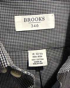 Brooks Brothers Brooks 346 Men's 15 32-33 Blue Button Down Collar Checkered - Picture 1 of 15