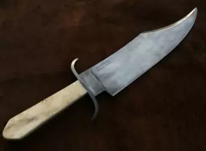Maßgeschneiderte handgefertigte Damaskus D2 STAHL Bowie Messer mit Kamel Knochen Griff Leder - Bild 1 von 7
