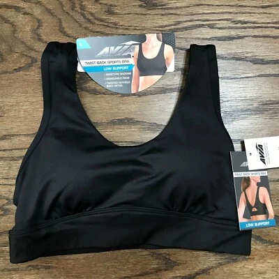 Avia Sports Bra Size S Black Low Support Twisted Back Removable Pads - Image 1 of 4
