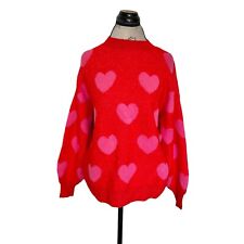 George Womens Sweater Size Medium Valentine's Heart Print Grandmacore Y2k Cozy