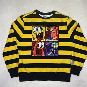 Spongebob Squarepants Crew Crewneck Sweatshirt Yellow black stripe Size Large... - Picture 1 of 10