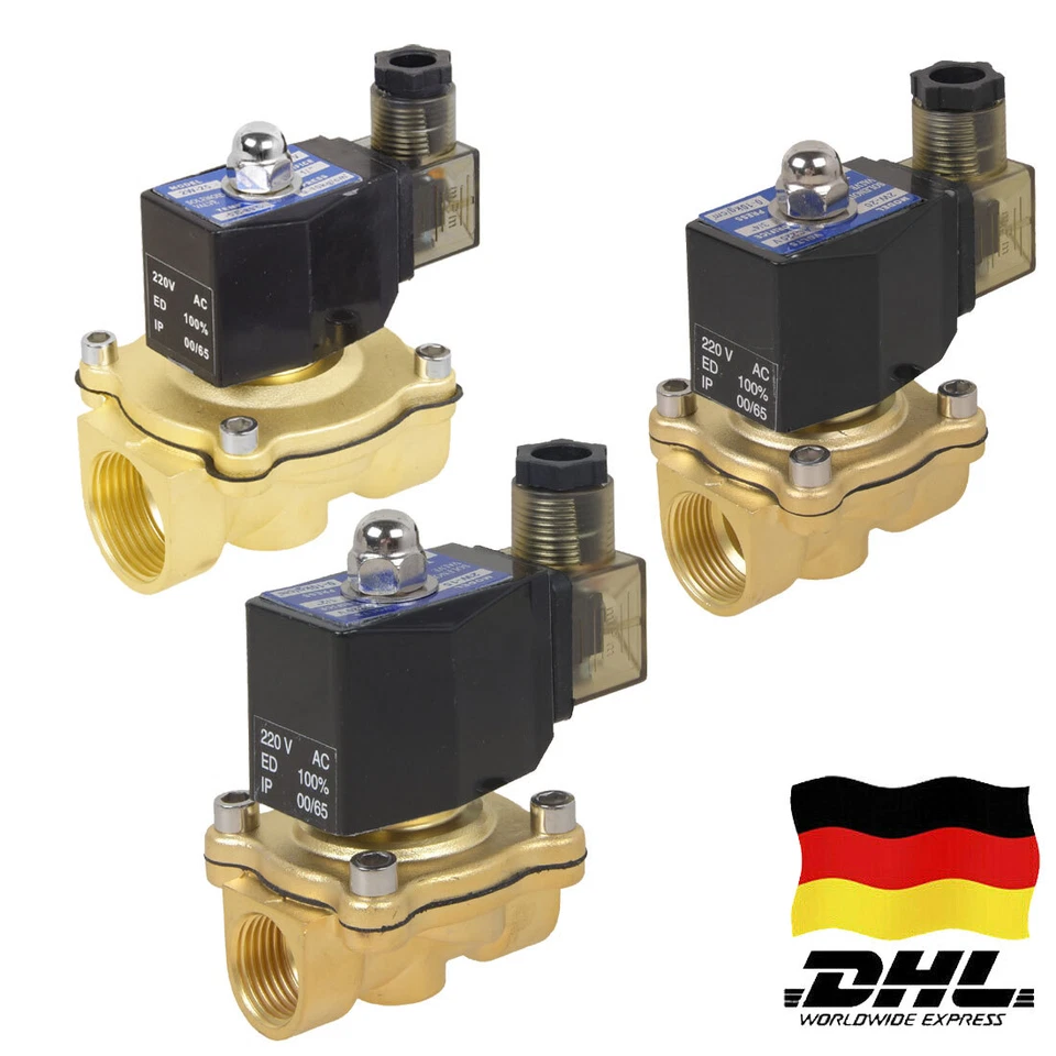 Magnetventil Messing 3/4" 1/2" 1" 0-10 Bar NC Stromlos Geschlossen 230V Ventil - Bild 1 von 1