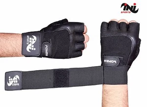 Gym Weight Lifting Gloves Leather Training Straps Body Building Workouts Sports - Imagen 1 de 20