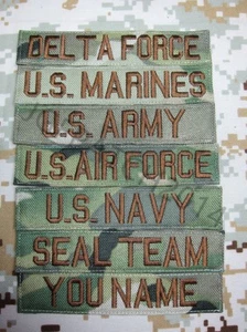 Nylon Multicam Chest Tapes Custom name Tapes ARMY NAVY Embroidery Patch Tan - Picture 1 of 15