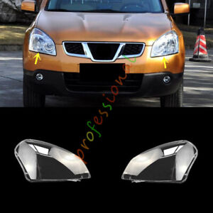 For Nissan Qashqai 2008-2014 Both Side Headlight Clear Lens Cover + Sealant
