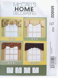 McCall's Home Decorating Window Treatment Pattern M5602 Reversible Valance - Picture 1 of 4