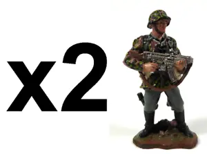 Set of 2 Figurines Waffen SS Schütze WW2 German Tin Soldiers 1:32 60mm S1 - Picture 1 of 4