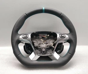 FORD TRANSIT CUSTOM MK8 STEERING WHEEL FLAT BOTTOM NEW LEATHER 2014+ CRUISE - Picture 1 of 5
