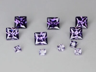 CZ Purple Amethyst Square 2x2 4x4 6x6 8x8 Loose Cubic Zirconia Faceted Gemstone - Image 1 of 4