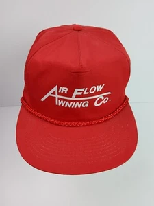 Vintage 90s Air Flow Awning Red Rope Hat Cap Snapback Trucker Adjustable - Picture 1 of 8