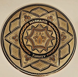 Vintage Marmaris Turkey Copper Etched Decor Wall Plate Ornament Plate 9.5" - Picture 1 of 2