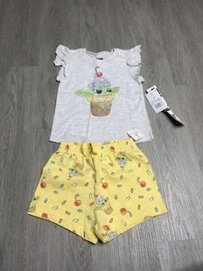 Star Wars 2 Pieces Short Set Girls Size 4T Gray Yellow Elastic Waist NWT - Picture 1 of 5