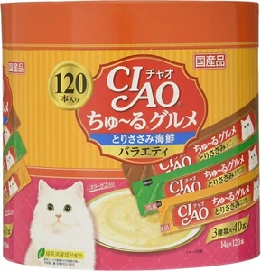 INABA CIAO Churu Gourmet Cat Treats 14g × 120 Sticks Seafood Chiken Veriety - Picture 1 of 4