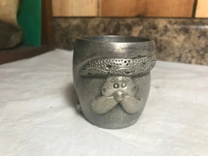 Vintage schwere Aluguss Weihnachtsmann Gesicht Tasse ~ Kerzenhalter - Bild 1 von 6