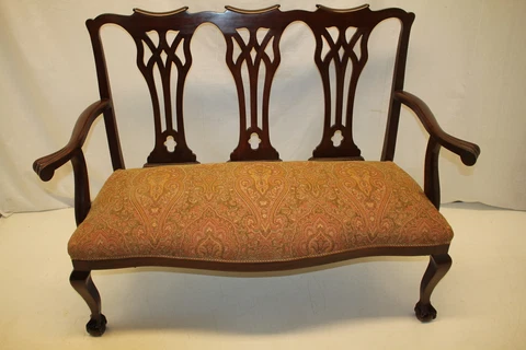 English Chippendale Mahogany Settee  loveseat with Claw Foot c.1920s' Cover