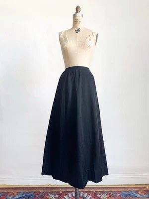 Antique 1900s Black Silk Satin And Lace Evening Skirt XS S TLC - Image 1 of 4