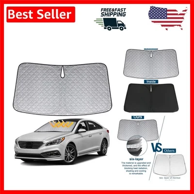 Windshield Sun Shade Compatible with Hyundai Sonata 2015-2019, 6-Layer Foldab... - Image 1 of 4